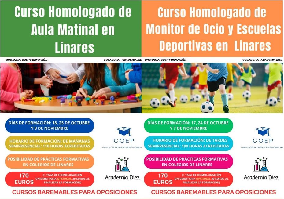 Cursos homologados en Linares con COEP Formación y Academia Diez