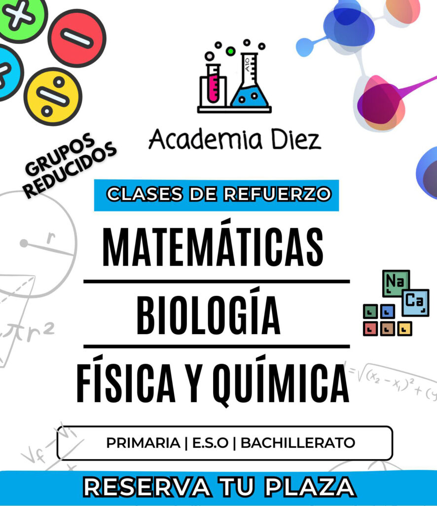 Clases de refuerzo en Linares en Academia Diez matemáticas biología física química